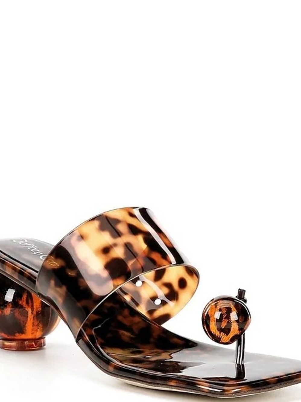 Jeffrey Campbell Tortoiseshell Square Toe Slide Sandals in Brown/Black